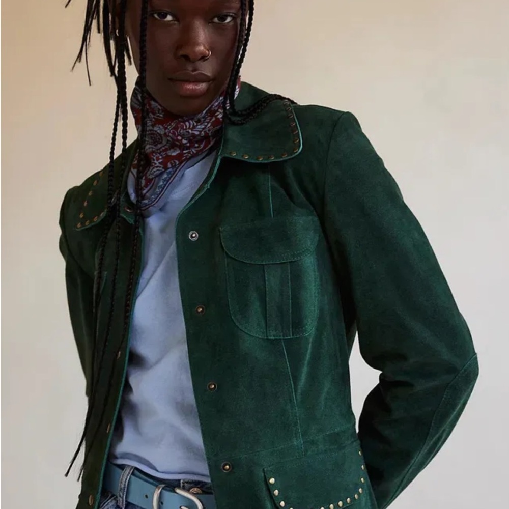 We the free green suede jacket NWOT